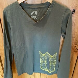 Cotton MK Green Long Sleeve Shirt with Yellow Boot Design